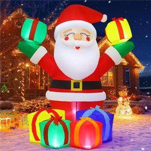 6 FT Christmas Santa Inflatable Smiling Santa Claus Blow Up Yard Decor